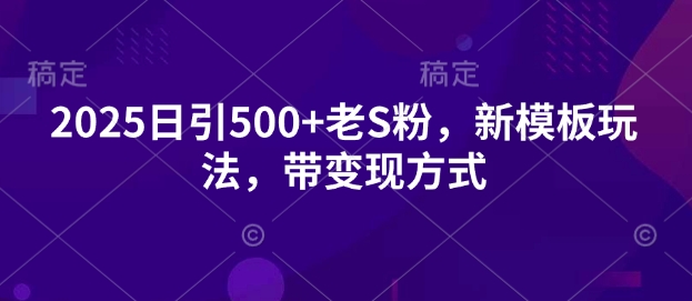 2025日引500+老S粉，新模板玩法，带变现方式-玖玖资源网