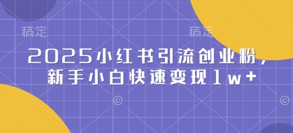 2025小红书引流创业粉，新手小白快速变现1w+-玖玖资源网
