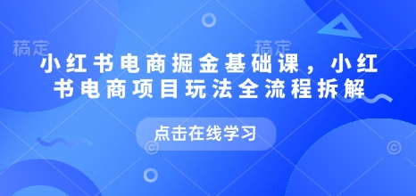 小红书电商掘金课，小红书电商项目玩法全流程拆解-玖玖资源网