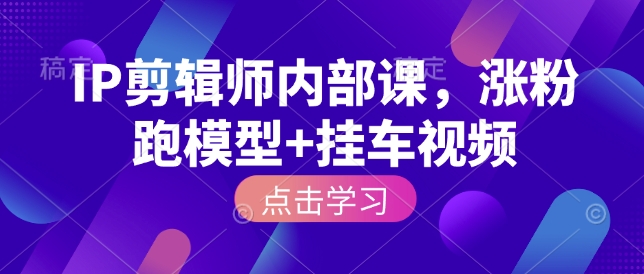 IP剪辑师内部课，涨粉跑模型+挂车视频-玖玖资源网