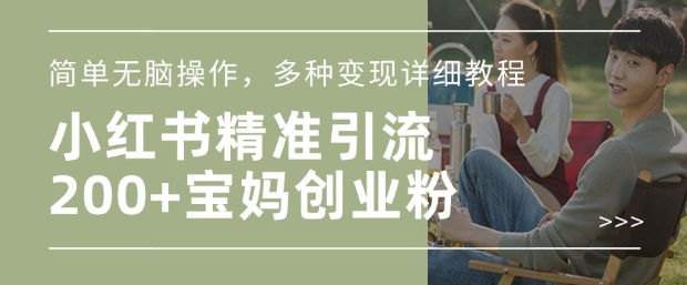 小红书混剪日引200+宝妈创业粉，简单无脑操作，多种变现详细教程-玖玖资源网