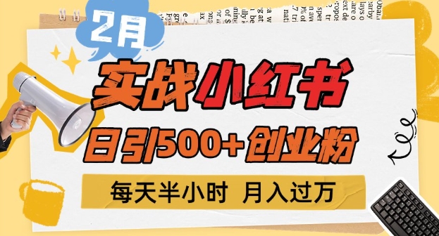 2月实战小红书日引500+创业粉，每天半小时，新手小白轻松变现1w+-玖玖资源网