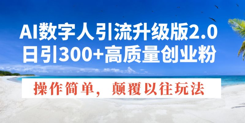 （14012期）AI数字人引流升级版2.0，日引300+高质量创业粉，操作简单，颠覆以往玩法-玖玖资源网