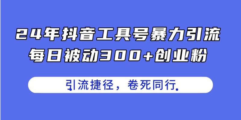 24年抖音工具号暴力引流，每日被动300+创业粉，创业粉捷径，卷死同行-玖玖资源网