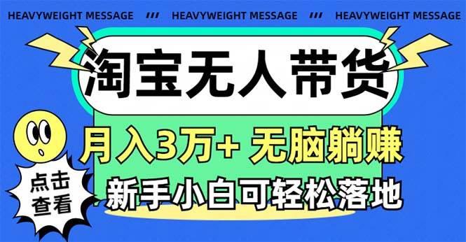 淘宝无人带货3.0高收益玩法，月入3万+，无脑躺赚，新手小白可落地实操-玖玖资源网
