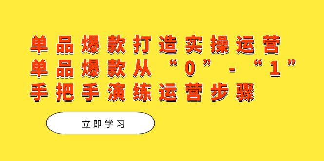 单品爆款打造实操运营，单品爆款从“0”-“1”手把手演练运营步骤-玖玖资源网
