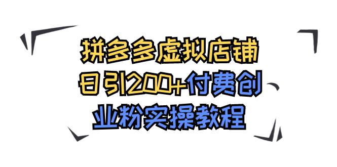 拼多多虚拟店铺日引200+付费创业粉实操教程-玖玖资源网