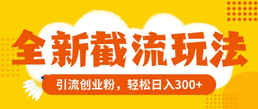 全新截流玩法，精准引流创业粉，轻松日入300+-玖玖资源网