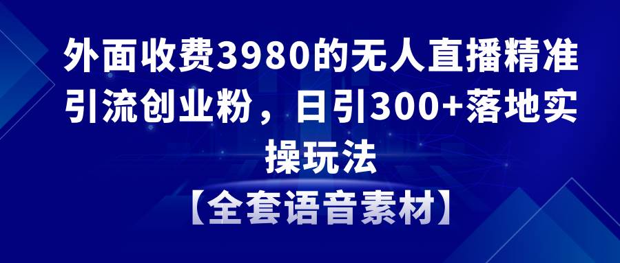 无人直播精准引流创业粉，日引300+落地实操玩法【全套语音素材】-玖玖资源网