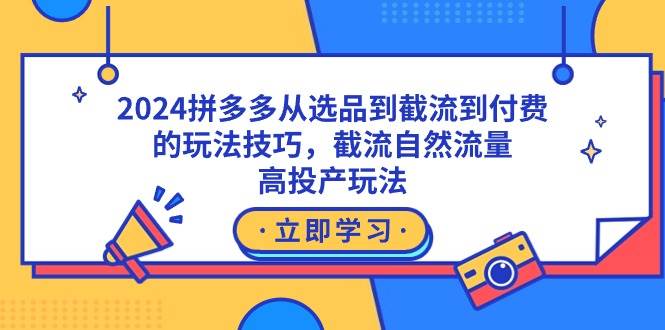2024拼多多从选品到截流到付费的玩法技巧，截流自然流量玩法，高投产玩法-玖玖资源网
