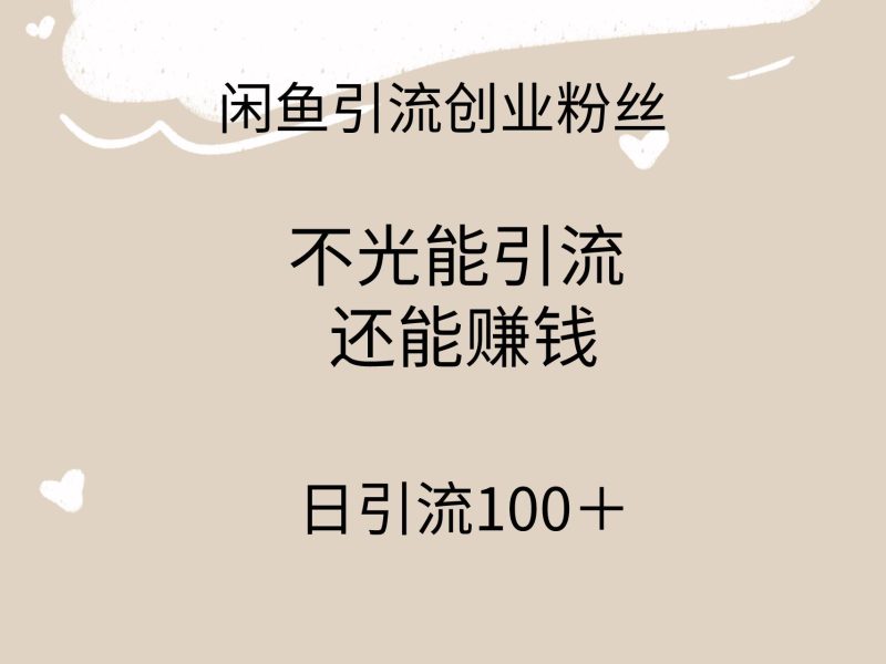 闲鱼精准引流创业粉丝，日引流100＋，引流过程还能赚钱-玖玖资源网