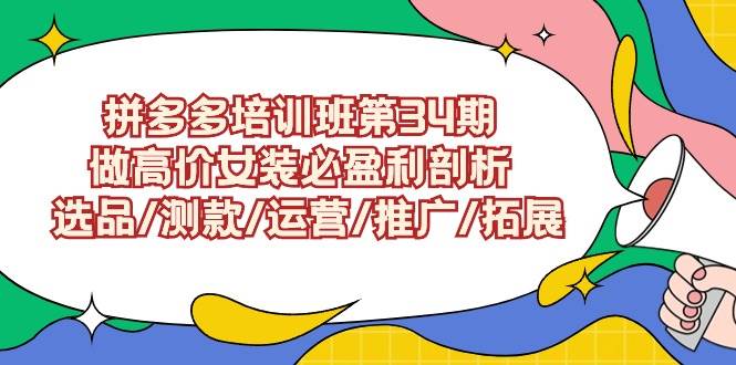 拼多多培训班第34期：做高价女装必盈利剖析  选品/测款/运营/推广/拓展-玖玖资源网