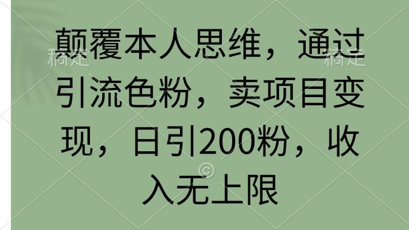 颠覆本人思维，通过引流色粉，卖项目变现，日引200粉，收入无上限-玖玖资源网