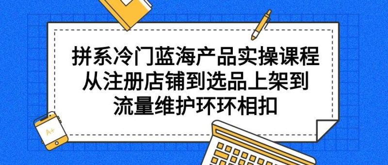 拼系冷门蓝海产品实操课程，从注册店铺到选品上架到流量维护环环相扣-玖玖资源网
