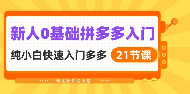 新人0基础拼多多入门，纯小白快速入门多多（21节课）-玖玖资源网