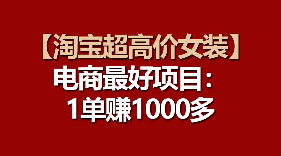 【淘宝超高价女装】电商最好项目：一单赚1000多-玖玖资源网