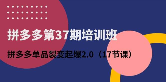 拼多多第37期培训班：拼多多单品裂变起爆2.0（17节课）-玖玖资源网