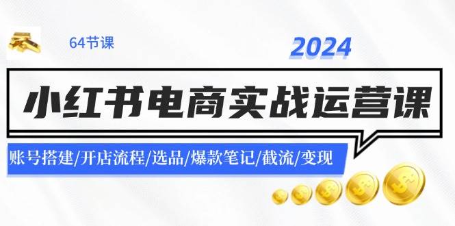 2024小红书电商实战运营课：账号搭建/开店流程/选品/爆款笔记/截流/变现-玖玖资源网