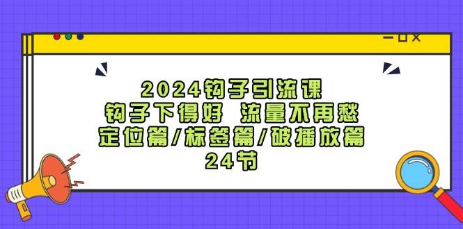 2024钩子·引流课：钩子下得好 流量不再愁，定位篇/标签篇/破播放篇/24节-玖玖资源网
