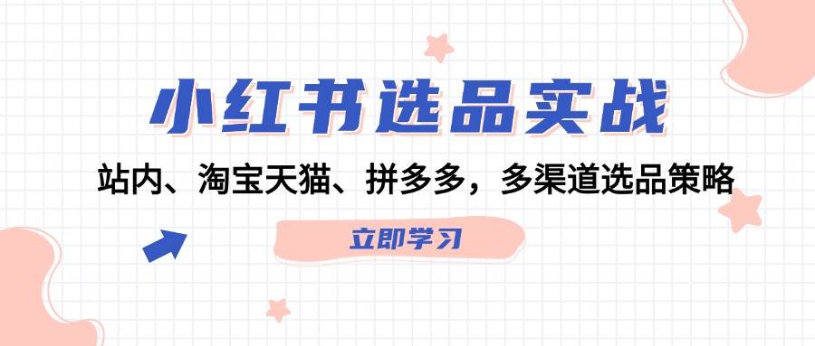 小红书选品实战：站内、淘宝天猫、拼多多，多渠道选品策略-玖玖资源网