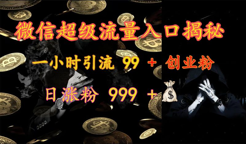 微信超级流量入口揭秘：一小时引流 99 + 创业粉，日涨粉 999 +【揭秘】-玖玖资源网