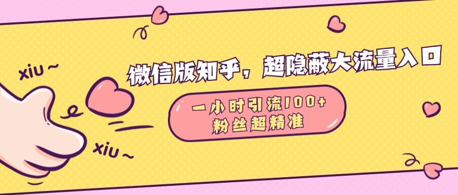 微信版知乎，超隐蔽流量入口，一小时引流100人，粉丝质量超高-玖玖资源网