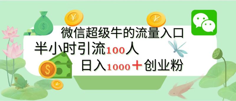 新的引流变现阵地，微信超级牛的流量入口，半小时引流100人，日入1000+创业粉-玖玖资源网