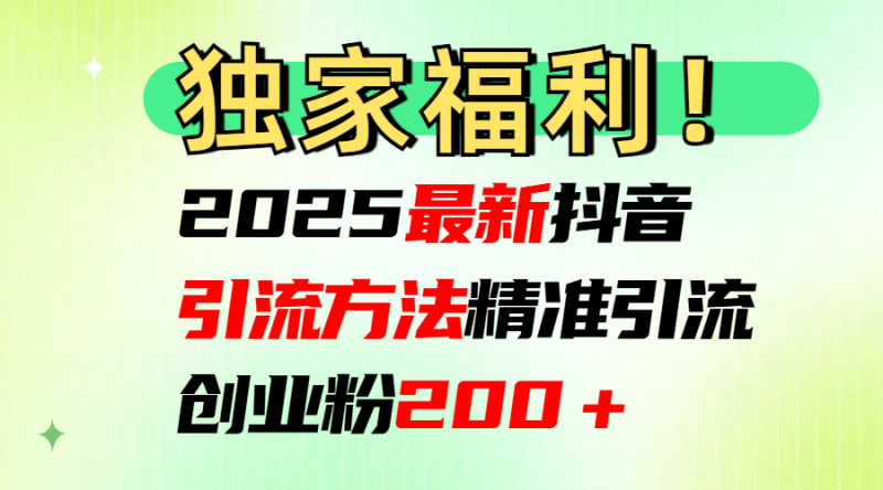 2025最新抖音引流方法每日精准引流创业粉200＋-玖玖资源网