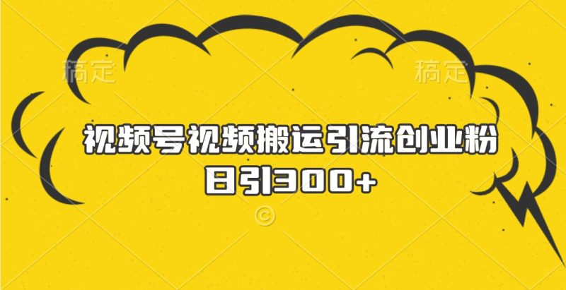 视频号视频搬运引流创业粉，日引300+-玖玖资源网