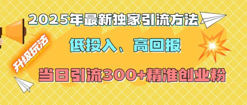 2025年最新独家引流方法，低投入高回报？当日引流300+精准创业粉-玖玖资源网