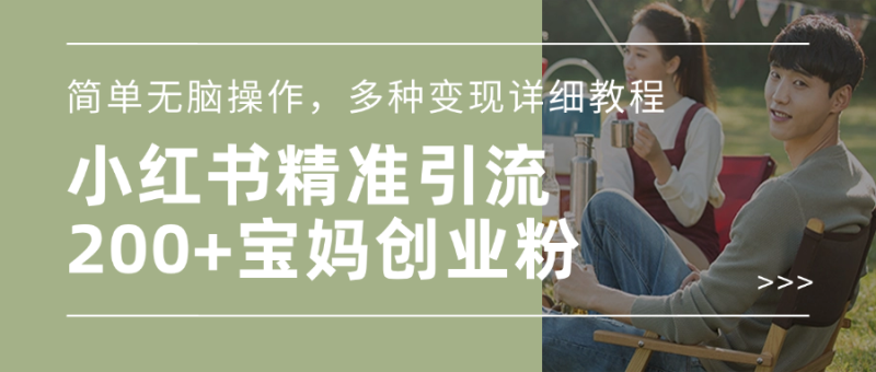 小红书精准日引200+宝妈创业粉，简单无脑操作，多种变现详细教程-玖玖资源网