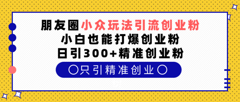 朋友圈小众玩法引流创业粉，小白也能打爆创业粉，日引300+精准创业粉-玖玖资源网