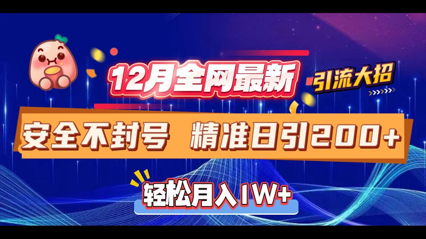 12月全网最新引流大招 安全不封号 日引精准粉200+-玖玖资源网