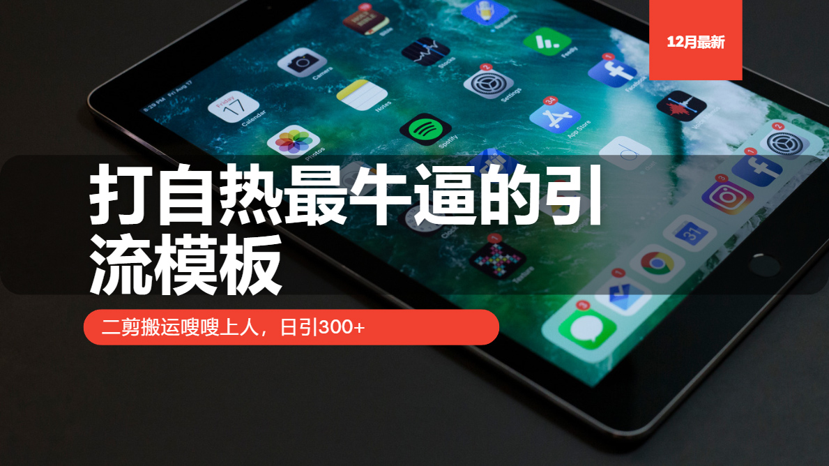 打自热最牛逼的引流模板，日引300+，二剪搬运嗖嗖上人-玖玖资源网