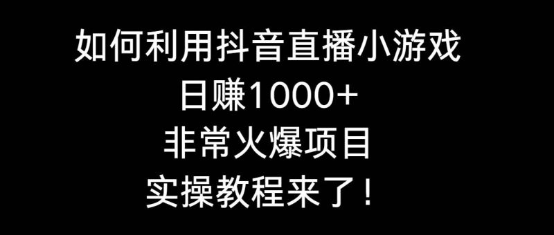 如何利用抖音直播小游戏日赚1000+，非常火爆项目，实操教程来了！-玖玖资源网