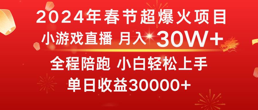 龙年2024过年期间，最爆火的项目 抓住机会 普通小白如何逆袭一个月收益30W+-玖玖资源网