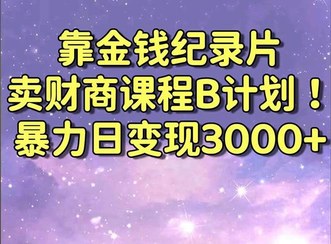 靠金钱纪录片卖财商课程B计划！暴力日变现3000+，喂饭式干货教程！-玖玖资源网