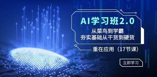 AI学习班2.0：从菜鸟到学霸，夯实基础从干货到硬货，重在应用（17节课）-玖玖资源网