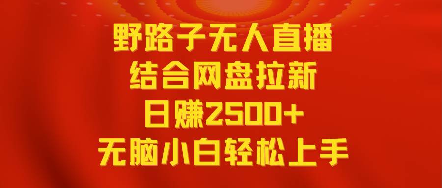 无人直播野路子结合网盘拉新，日赚2500+多平台变现，小白无脑轻松上手操作-玖玖资源网