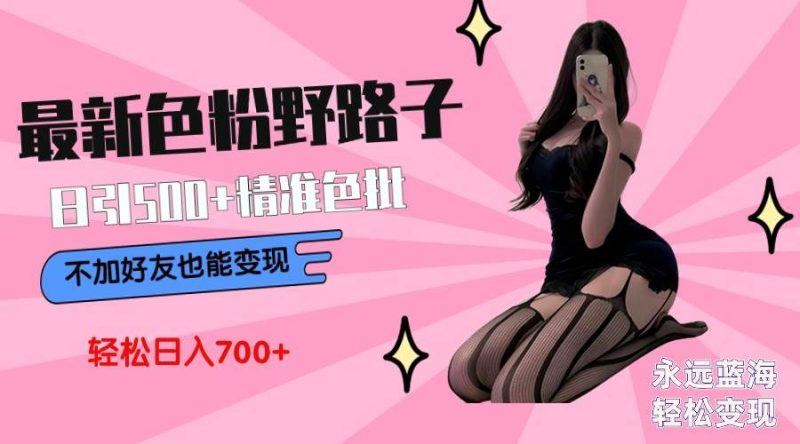 最新色粉变现野路子，日引500+老色批 可不加好友直接变现 小白轻松日入700+-玖玖资源网