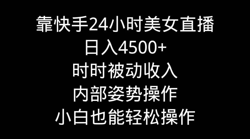 靠快手24小时美女直播，日入4500+，时时被动收入，内部姿势操作，小白也…-玖玖资源网