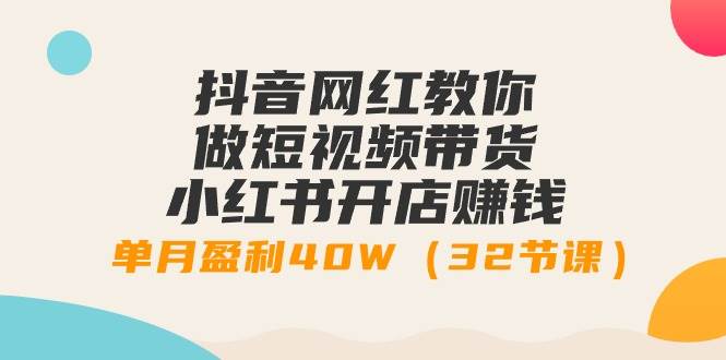 抖音网红教你做短视频带货+小红书开店赚钱，单月盈利40W（32节课）-玖玖资源网