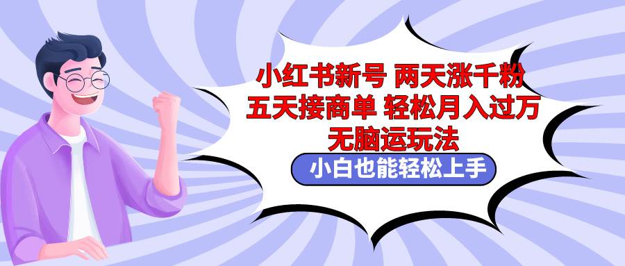 小红书新号两天涨千粉五天接商单轻松月入过万 无脑搬运玩法 小白也能轻…-玖玖资源网