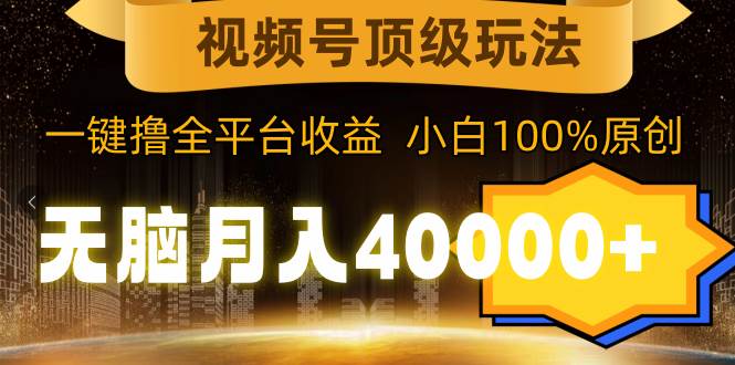 视频号顶级玩法，无脑月入40000+，一键撸全平台收益，纯小白也能100%原创-玖玖资源网
