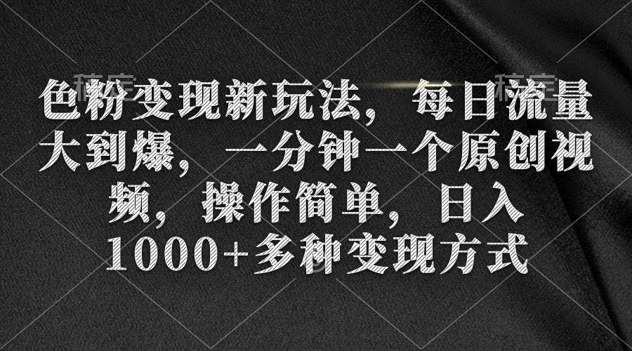 色粉变现新玩法，每日流量大到爆，一分钟一个原创视频，操作简单，日入1000+-玖玖资源网