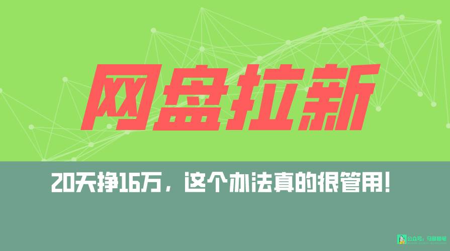 网盘拉新+私域全自动玩法，0粉起号，小白可做，当天见收益，已测单日破5000-玖玖资源网