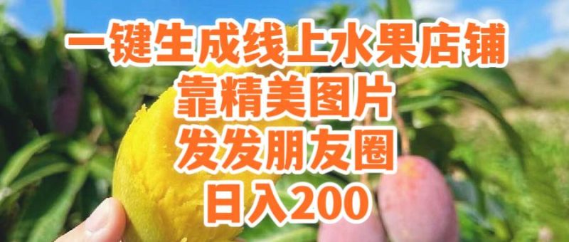 一键生成线上水果店，靠精美图片发发朋友圈，也能日入200-玖玖资源网
