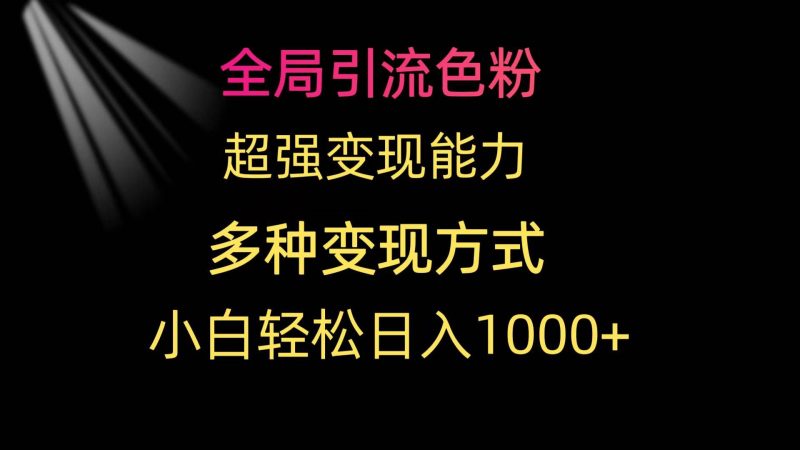 全局引流色粉 超强变现能力 多种变现方式 小白轻松日入1000+-玖玖资源网