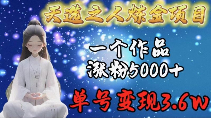 天选之人炼金项目，一个作品涨粉5000+，单号变现3.6w-玖玖资源网