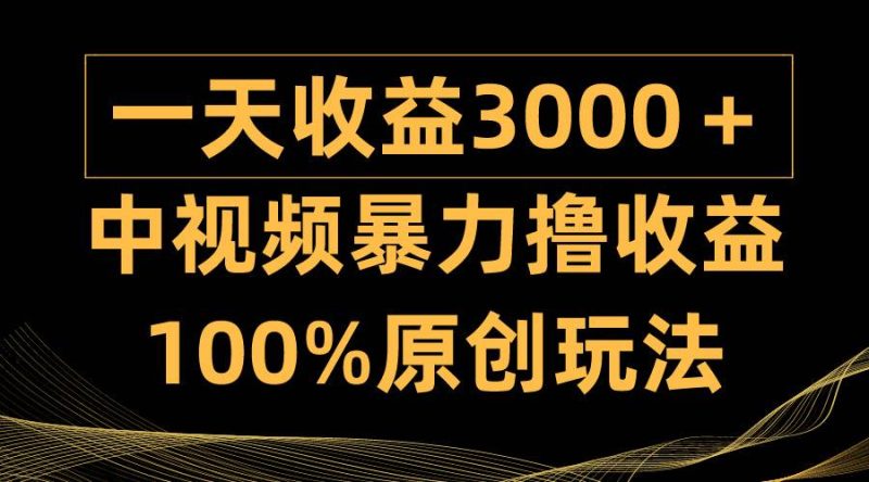中视频暴力撸收益，日入3000＋，100%原创玩法，小白轻松上手多种变现方式-玖玖资源网